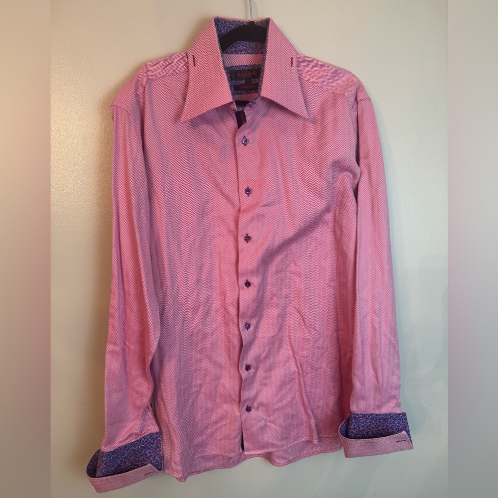 Mens High Quality Pure Cotton Button Down Dress Shirt By Axxess Size XL